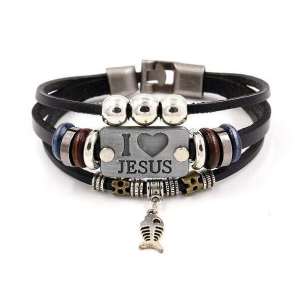 i love jesus charm bracelets vintage fish pendant christian multilayer leather bracelets for mens women bangle 2021, Golden;silver
i love jesus charm bracelets vintage fish pendant christian multilayer leather bracelets for mens women bangle 2021, Golden;silver