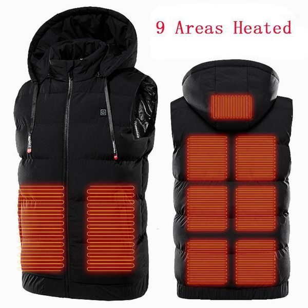 heating vest jacket men usb charging outdoor thermal winter warm clothing waistcoat male hooded seelveless heating vest 20201, Gray;blue