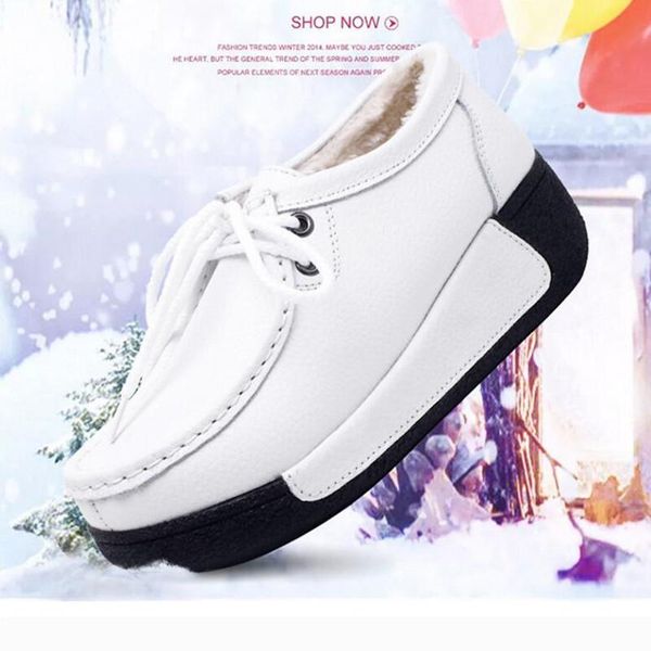 boots 2021 winter shoes for women, fashion shoes, casual plush fur lace-up platform snow, Black