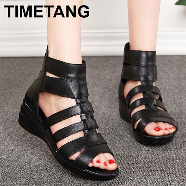 timetangnew summer female sandals genuine leather soft outsole comfortable women sandals shoes open toe women wedgessandalse3401, Black
timetangnew summer female sandals genuine leather soft outsole comfortable women sandals shoes open toe women wedgessandalse3401, Black