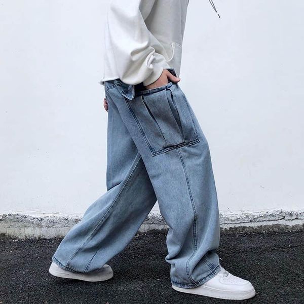 autumn spring harajuku denim overalls men's jeans straight cargo pants vintage wide leg pants with pockets loose trousers, Blue
autumn spring harajuku denim overalls men's jeans straight cargo pants vintage wide leg pants with pockets loose trousers, Blue