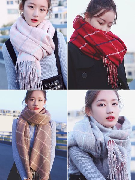 scarf women's korean version versatile plaid warm shawl dual purpose bib autumn winter british ins trend, Blue;gray
scarf women's korean version versatile plaid warm shawl dual purpose bib autumn winter british ins trend, Blue;gray