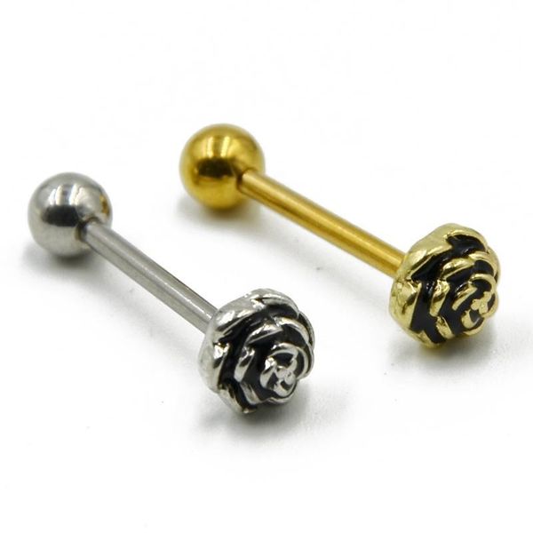 1 pc rose flower surgical steel tongue barbell bars piercing ring body jewelry 1 pc q sqcucd, Silver
1 pc rose flower surgical steel tongue barbell bars piercing ring body jewelry 1 pc q sqcucd, Silver
