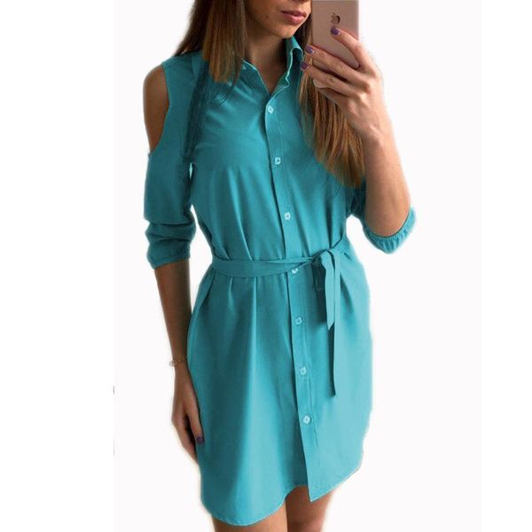 2020 dress women summer cold shoulder shirt dresses turn down collar slim button casual mini party dress woman clothes lj5009x, Black;gray
2020 dress women summer cold shoulder shirt dresses turn down collar slim button casual mini party dress woman clothes lj5009x, Black;gray