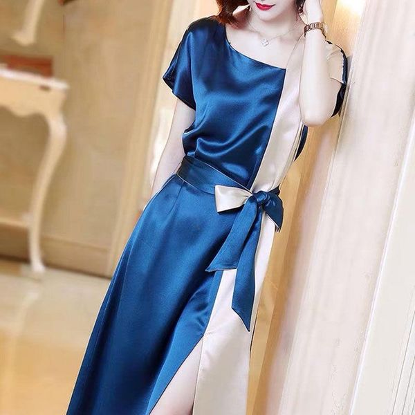 summer women dresses soft and smooth high imitation slik short sleeve dresses female summer clothing sashes patchwork, White;black
summer women dresses soft and smooth high imitation slik short sleeve dresses female summer clothing sashes patchwork, White;black