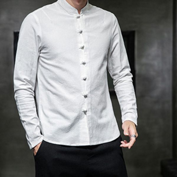 cotton and 2020 spring new chinese style standing collar long sleeve linen hand button shirt men's, White;black
cotton and 2020 spring new chinese style standing collar long sleeve linen hand button shirt men's, White;black