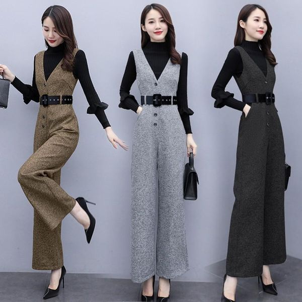 women's tracksuits 2021 autumn winter fashion elegant temperament woolen jumpsuit sweater + wide leg pants two-piece sets, Gray
women's tracksuits 2021 autumn winter fashion elegant temperament woolen jumpsuit sweater + wide leg pants two-piece sets, Gray