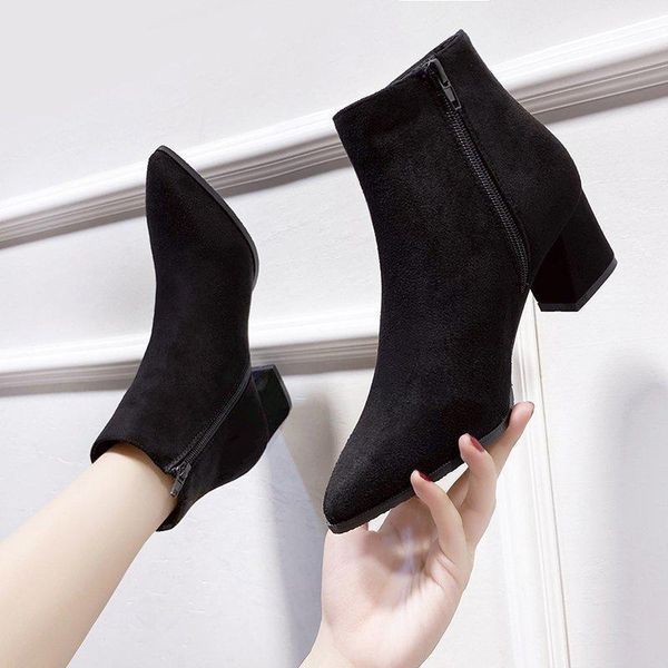 boots solid black flock pointed toe women ankle autumn winter shoes woman square high heels short1
boots solid black flock pointed toe women ankle autumn winter shoes woman square high heels short1