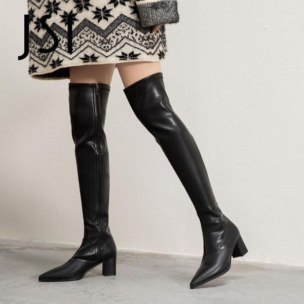 jsi winter warm concise style white solid concise style genuine leather pointed toe high thin heel long boots jo7811, Black
jsi winter warm concise style white solid concise style genuine leather pointed toe high thin heel long boots jo7811, Black