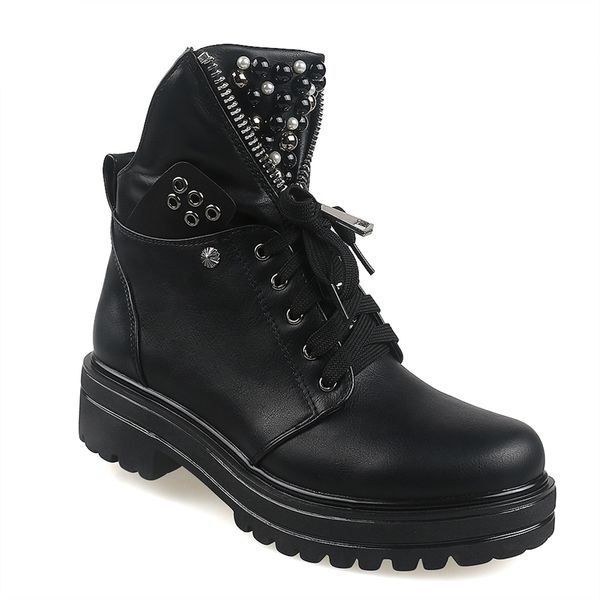 women short boots 2020 ladies leather ankle boots autumn platform motorcycle shoes for woman's punk winter pearl rivet fashion y200723, Black
women short boots 2020 ladies leather ankle boots autumn platform motorcycle shoes for woman's punk winter pearl rivet fashion y200723, Black