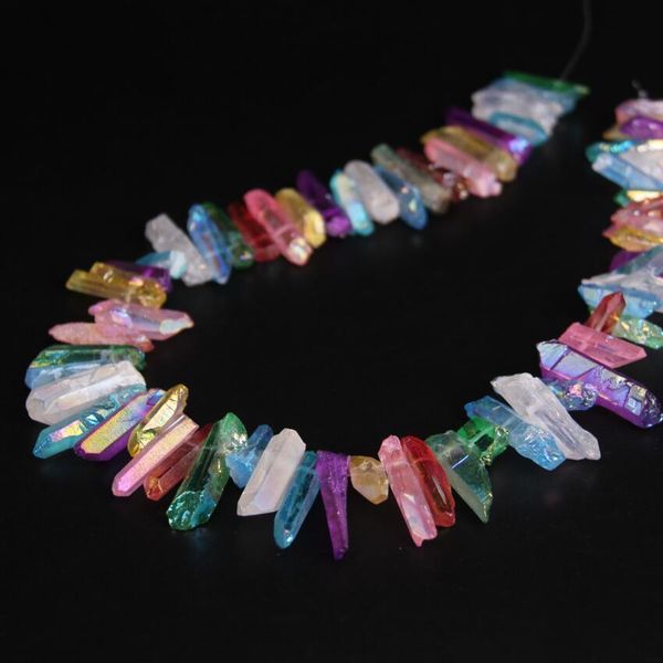 new 15.5"/strand drilled mixtz colour raw crystal quartz point beads,natural rough crystal stick pendants jewelry making 200930, Black
new 15.5"/strand drilled mixtz colour raw crystal quartz point beads,natural rough crystal stick pendants jewelry making 200930, Black