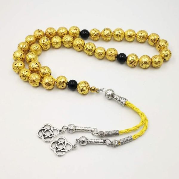 man's tasbih natural lava stone gold plating style misbaha natural stone rosary muslim 33 66 99 prayer beads y200730, Black
man's tasbih natural lava stone gold plating style misbaha natural stone rosary muslim 33 66 99 prayer beads y200730, Black
