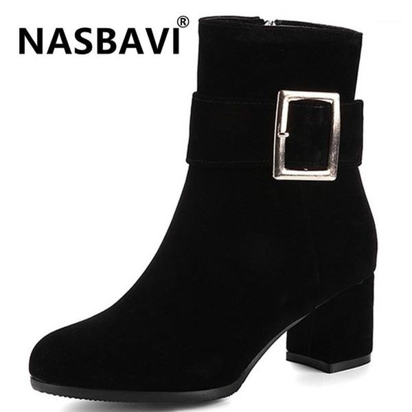 2020 women boots sheep suede ankle boots round toe belt buckle shoes square heels ladies autumn winter size 34-431, Black
2020 women boots sheep suede ankle boots round toe belt buckle shoes square heels ladies autumn winter size 34-431, Black