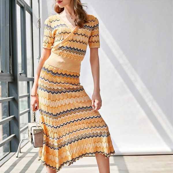 fashion two piece set women autumn striped knitted short sleeve v neck sweater slim casual long skirt suit 2pcs twinset, Gray
fashion two piece set women autumn striped knitted short sleeve v neck sweater slim casual long skirt suit 2pcs twinset, Gray