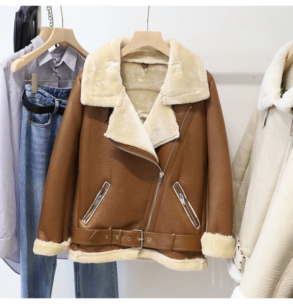 fitaylor winter women female fur leather jacket faux lamb leather coat thick faux fur sheepskin warm locomotive outwear, Black
fitaylor winter women female fur leather jacket faux lamb leather coat thick faux fur sheepskin warm locomotive outwear, Black