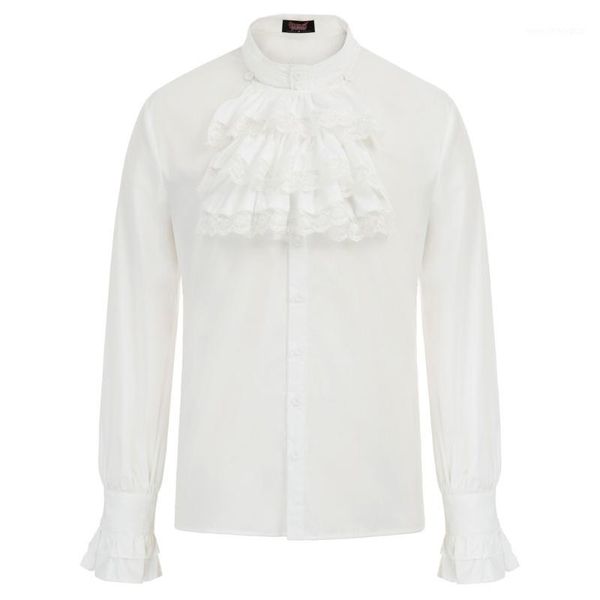 men's casual shirts fall men's gothic steampunk long sleeve party wedding retro classic solid stand collar jabot decorated shirt, White;black
men's casual shirts fall men's gothic steampunk long sleeve party wedding retro classic solid stand collar jabot decorated shirt, White;black