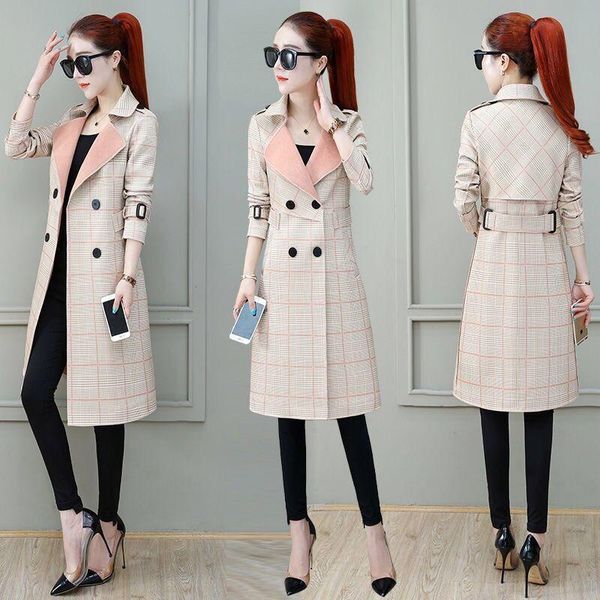 2021 spring autumn trench coat women elegant long sleeve double-breasted plaid windbreaker with belt selling outwear d161, Tan;black
2021 spring autumn trench coat women elegant long sleeve double-breasted plaid windbreaker with belt selling outwear d161, Tan;black