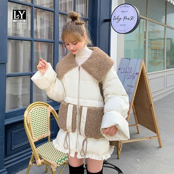 ly varey lin 2020 new winter lamb wool patchwork down coats women loose faux lamb wool collar pocket drawstring hem down jackets, Black
ly varey lin 2020 new winter lamb wool patchwork down coats women loose faux lamb wool collar pocket drawstring hem down jackets, Black