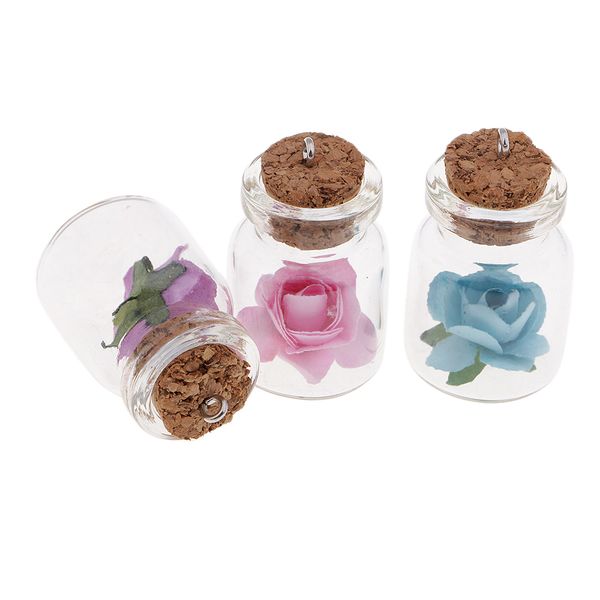3 piece luminous rose flower glass wish bottle charms pendant with cork for diy necklaces jewelry making accessories, Black
3 piece luminous rose flower glass wish bottle charms pendant with cork for diy necklaces jewelry making accessories, Black