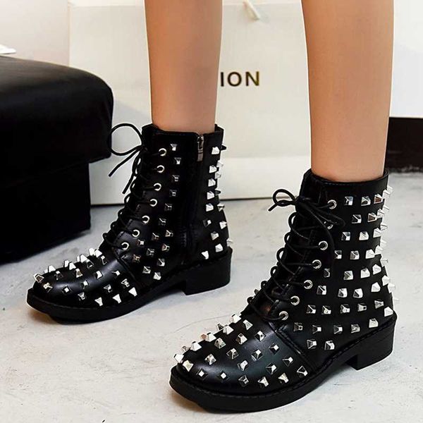 women's shoes latest ladies footwear with beautiful design fashion women boots lace up rivet decor low heel big size 43, Black
women's shoes latest ladies footwear with beautiful design fashion women boots lace up rivet decor low heel big size 43, Black