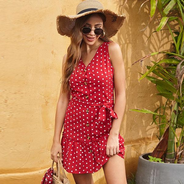 pleated polka dot bandage dress elegant v-neck empire ruffles ladies frocks casual sleeveless mini dress summer button vestidos, Black;gray
pleated polka dot bandage dress elegant v-neck empire ruffles ladies frocks casual sleeveless mini dress summer button vestidos, Black;gray