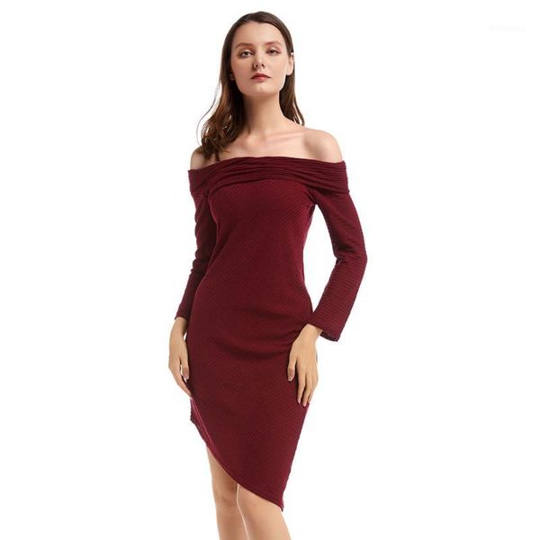 bikitique pleated one line long sleeve off shoulder tight wrap hip party dress women irregular solid knitted elastic dress1, Black;gray 
bikitique pleated one line long sleeve off shoulder tight wrap hip party dress women irregular solid knitted elastic dress1, Black;gray