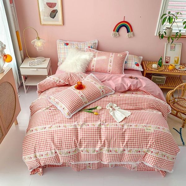 pink plaid bedding sets 100% cotton bed linen duvet cover bed sheet/fitted sheet pillowcase/bed sets twin king size 4pcs1
pink plaid bedding sets 100% cotton bed linen duvet cover bed sheet/fitted sheet pillowcase/bed sets twin king size 4pcs1