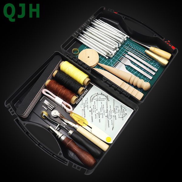 professional leather craft tools kit hand sewing stitching punch carving work saddle groover set accessories diy tool box q1106
professional leather craft tools kit hand sewing stitching punch carving work saddle groover set accessories diy tool box q1106