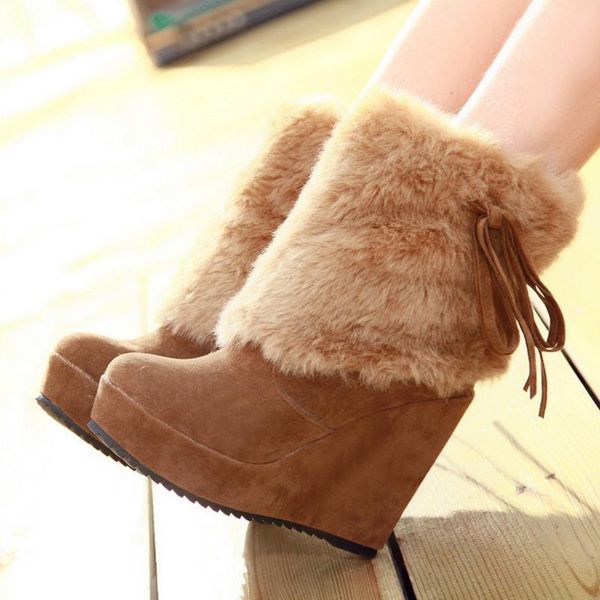 xjrhxjr women high wedges boots bowtie plush fur platform winter mid calf boots warm fashion women's shoes size 33-39, Black
xjrhxjr women high wedges boots bowtie plush fur platform winter mid calf boots warm fashion women's shoes size 33-39, Black
