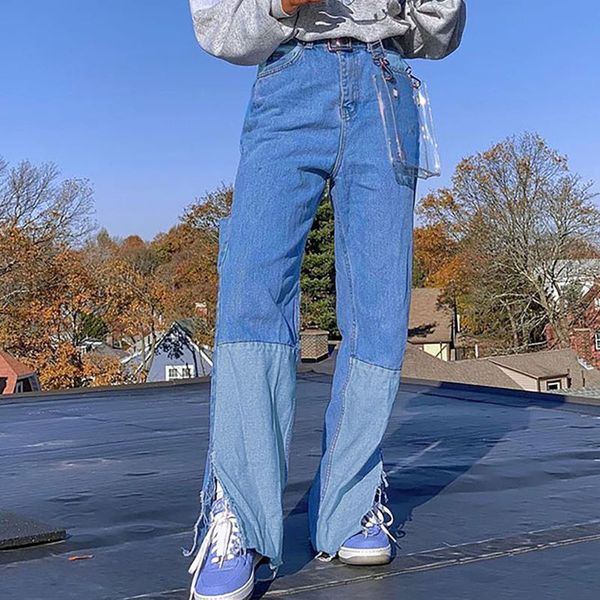 women's high-waisted loose and comfortable jeans pocket stitching zipper women's trousers split straight leg pants#g30, Blue
women's high-waisted loose and comfortable jeans pocket stitching zipper women's trousers split straight leg pants#g30, Blue
