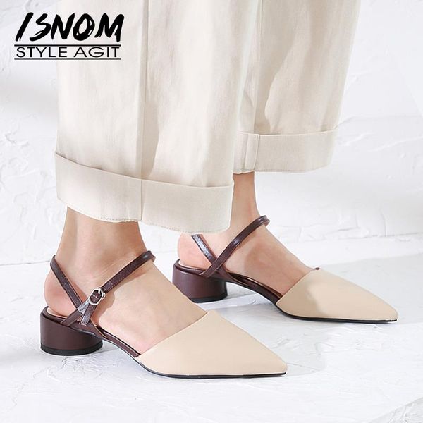 isnom round heels sandals women cow leather summer sandals stitching pointed toe shoes female office concise shoes ladies 2020, Black
isnom round heels sandals women cow leather summer sandals stitching pointed toe shoes female office concise shoes ladies 2020, Black