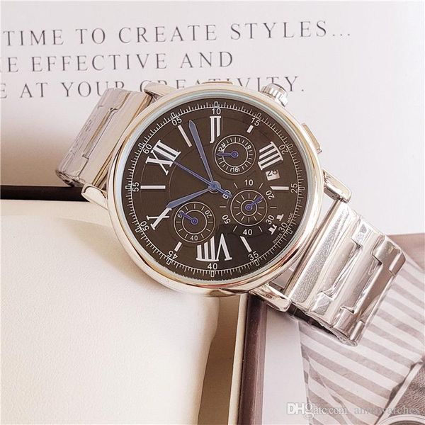 fashion designer swiss watch large dial men's quartz movement watch multi-function men's sports stainless steel watch 2020, Slivery;brown
fashion designer swiss watch large dial men's quartz movement watch multi-function men's sports stainless steel watch 2020, Slivery;brown
