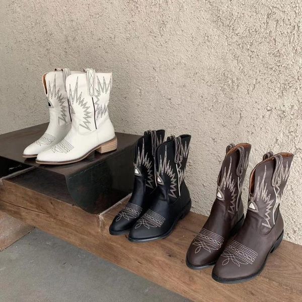 2020 autumn/winter new women boots western boots embroidery design pointed toe slip on thick mid heels fashion woman, Black
2020 autumn/winter new women boots western boots embroidery design pointed toe slip on thick mid heels fashion woman, Black