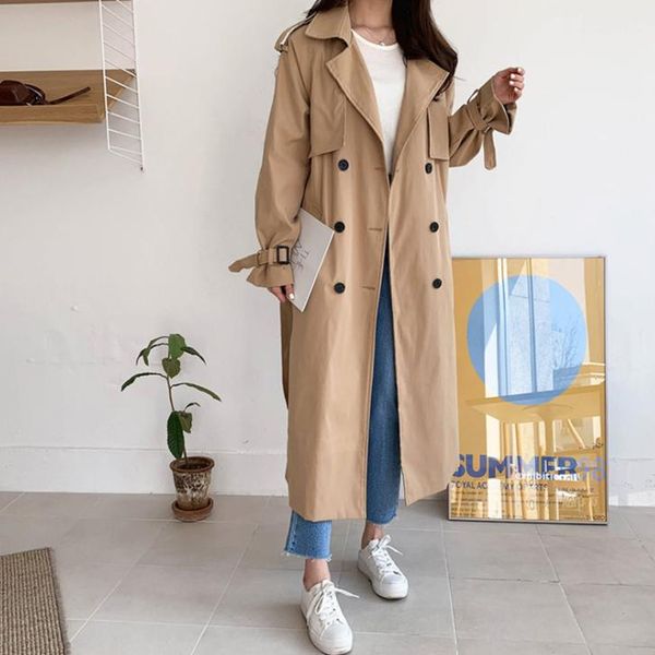 women's trench coats 2021 autumn winter coat korean windbreaker female plus size double breasted ladies long chic da97, Tan;black
women's trench coats 2021 autumn winter coat korean windbreaker female plus size double breasted ladies long chic da97, Tan;black