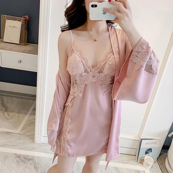 white lady rayon pyjamas 2pcs pajamas sets lace embroidery flower sleep suit nightwear 2020 spring loose kimono bathrobe1, Black;red
white lady rayon pyjamas 2pcs pajamas sets lace embroidery flower sleep suit nightwear 2020 spring loose kimono bathrobe1, Black;red