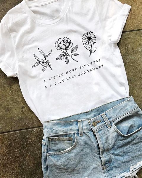 a little more kindness a little less judgement t shirt stylish summer short sleeve flower save tha plant quote girl, White
a little more kindness a little less judgement t shirt stylish summer short sleeve flower save tha plant quote girl, White
