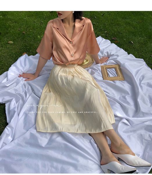 2021 new spring summer a few lumps of bright silk plied middle and waist skirt commuted temperament pspc, Black
2021 new spring summer a few lumps of bright silk plied middle and waist skirt commuted temperament pspc, Black
