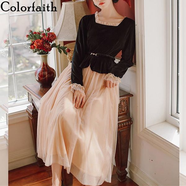 casual dresses colorfaith 2021 spring autumn women velvet patchwork mesh square collar sashes zipper high waist dress dr893, Black;gray
casual dresses colorfaith 2021 spring autumn women velvet patchwork mesh square collar sashes zipper high waist dress dr893, Black;gray