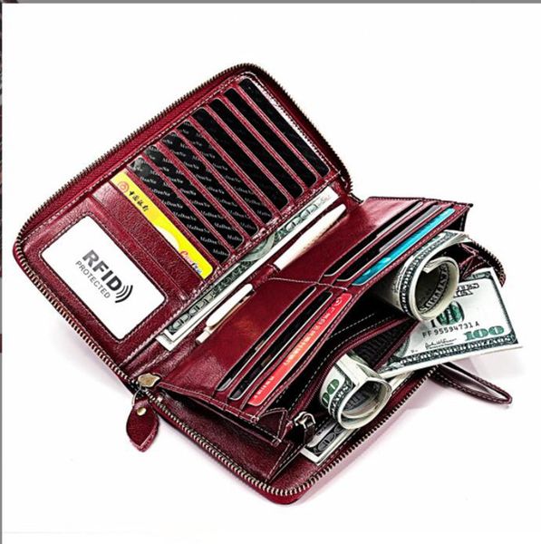 women's rfid money clips anti-degaussing genuine leather ladies large capacity long leather multi-card card wallet, Black
women's rfid money clips anti-degaussing genuine leather ladies large capacity long leather multi-card card wallet, Black
