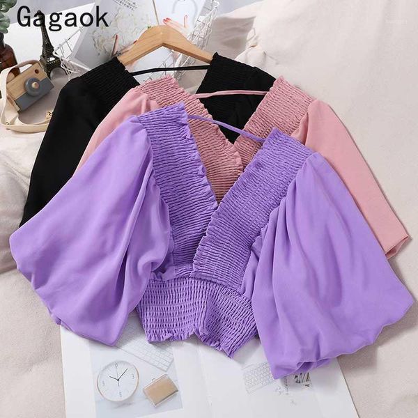gagaok korean & club women shirt 2020 summer new solid v-neck puff sleeve short navel slim wild fashion and blouses1, White
gagaok korean & club women shirt 2020 summer new solid v-neck puff sleeve short navel slim wild fashion and blouses1, White