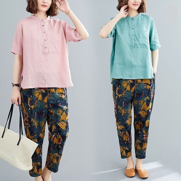 and hemp suit cotton linen cotton linenwomen's new summer 2020 korean loose foreign style casual linen pants two piece suit fashion nja, Gray
and hemp suit cotton linen cotton linenwomen's new summer 2020 korean loose foreign style casual linen pants two piece suit fashion nja, Gray