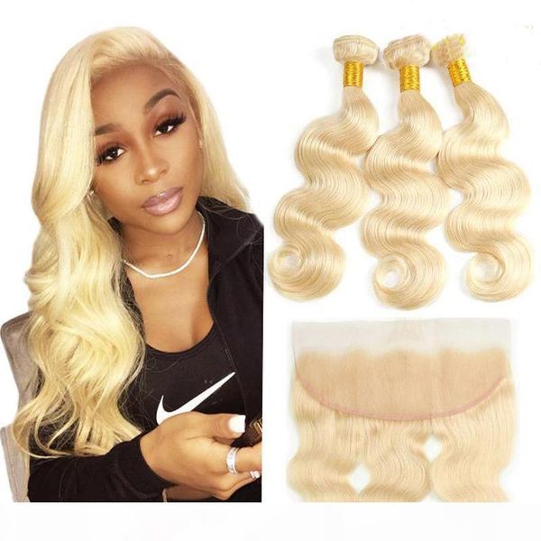 613 brazilian body wave hair with 4x13 frontal closure 3 bundles blonde human hair extensions with lace frontal body wave, Black;brown
613 brazilian body wave hair with 4x13 frontal closure 3 bundles blonde human hair extensions with lace frontal body wave, Black;brown
