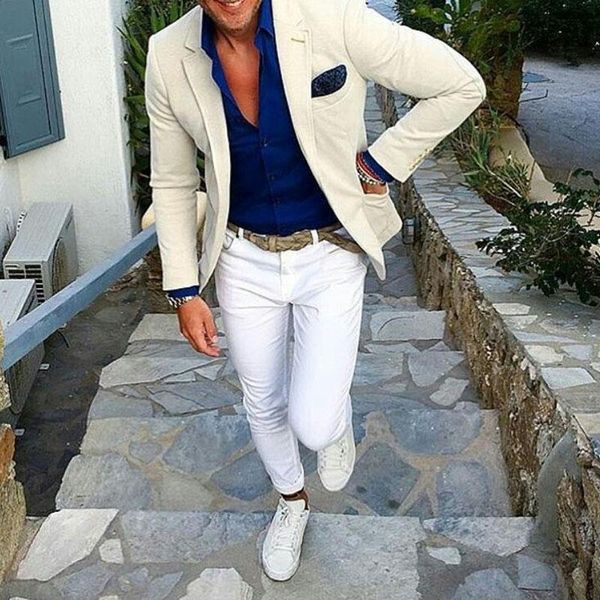 men's suits & blazers casual ivory men for business beach wedding man blazer white pants jacket groom tuxedos 2piece slim fit costume h, White;black
men's suits & blazers casual ivory men for business beach wedding man blazer white pants jacket groom tuxedos 2piece slim fit costume h, White;black