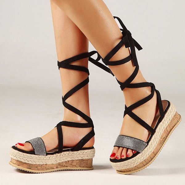 sandals ladies shoes high heels cross straps sandalias summer 6cm wedge heel fashionable open toe platform, Black
sandals ladies shoes high heels cross straps sandalias summer 6cm wedge heel fashionable open toe platform, Black