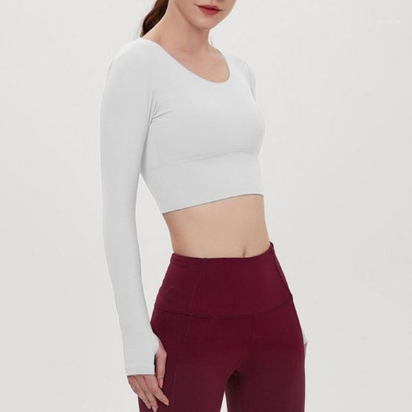 yoga outfits back straps hollow gym shirt women workout crop long sleeve fitness running sport shirts with chest pad activewear1, White;red
yoga outfits back straps hollow gym shirt women workout crop long sleeve fitness running sport shirts with chest pad activewear1, White;red