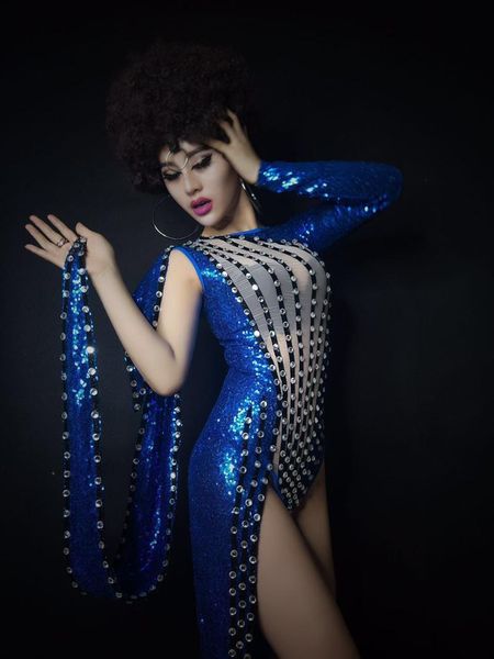 blue sequins bodysuit one leg beads outfit dance clubwear party wear costume stage celebrate women's dance leotard, Black;white
blue sequins bodysuit one leg beads outfit dance clubwear party wear costume stage celebrate women's dance leotard, Black;white