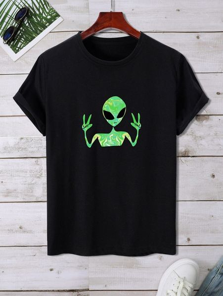 men alien print tee 95lx#, White;black