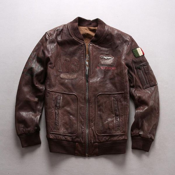 2018 fashion baseball jacket men real genuine leather jacket flight men slim fit bomber men's pilot coat1, Black
2018 fashion baseball jacket men real genuine leather jacket flight men slim fit bomber men's pilot coat1, Black