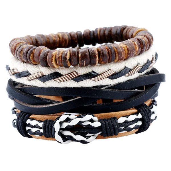 charm bracelets 1set vintage boho punk leather wrap black white knot coconut bead multi women men layers bangles, Golden;silver
charm bracelets 1set vintage boho punk leather wrap black white knot coconut bead multi women men layers bangles, Golden;silver