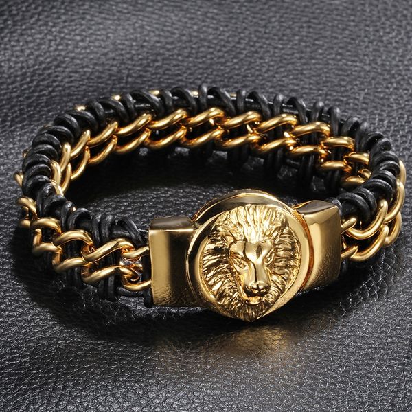 fashion fashion jewelry golden animal lion head bracelet titanium steel cowhide woven men's bracelet vk9nh, Golden;silver
fashion fashion jewelry golden animal lion head bracelet titanium steel cowhide woven men's bracelet vk9nh, Golden;silver